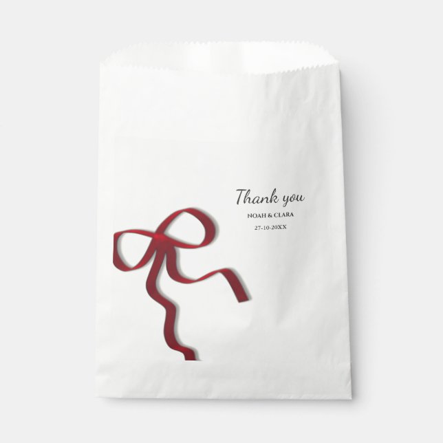 Simple Elegant Minimalist Red Bow Favour Bags (Front)