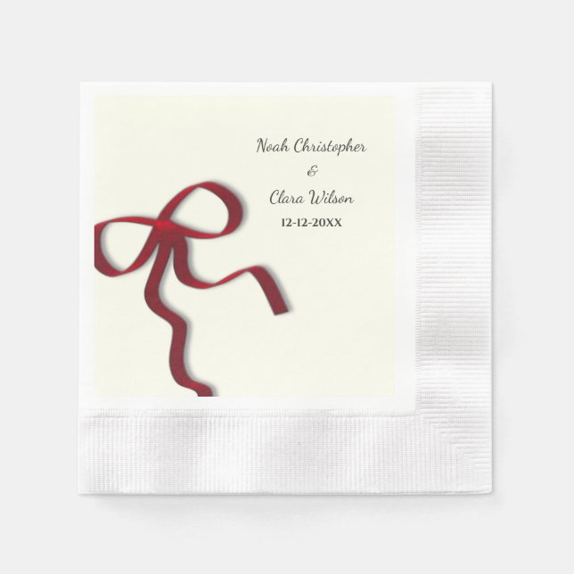 Simple Elegant Minimalist Red Bow Napkin (Front)
