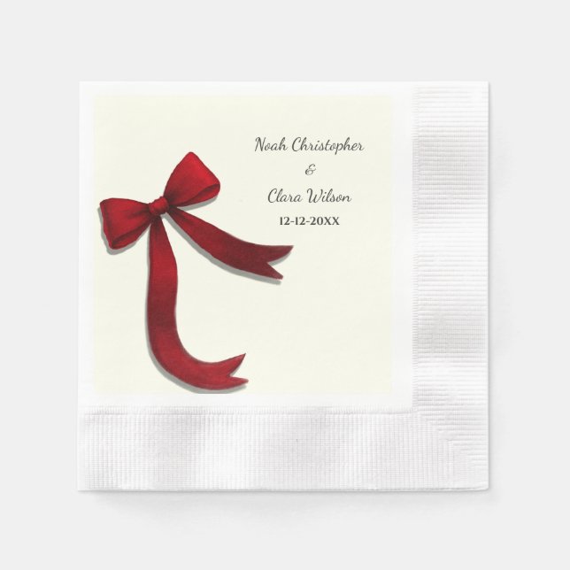 Simple Elegant Minimalist Red Bow Napkin (Front)