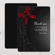 Simple Elegant Minimalist Red Bow Thank You Card