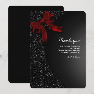Simple Elegant Minimalist Red Bow Thank You Card