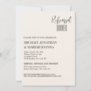 Simple Elegant Minimalist Rehearsal Dinner Invitation