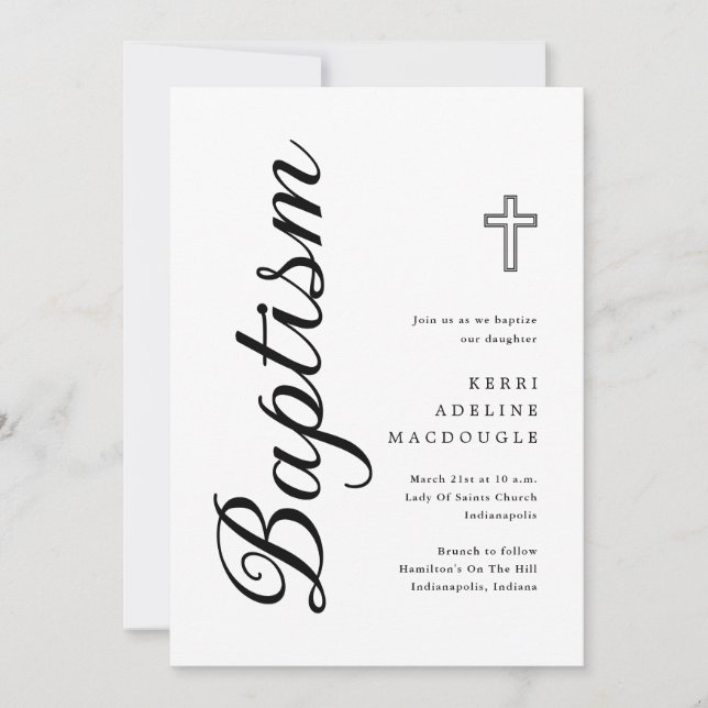 Simple Elegant Minimalist Script Baptism Invitation (Front)