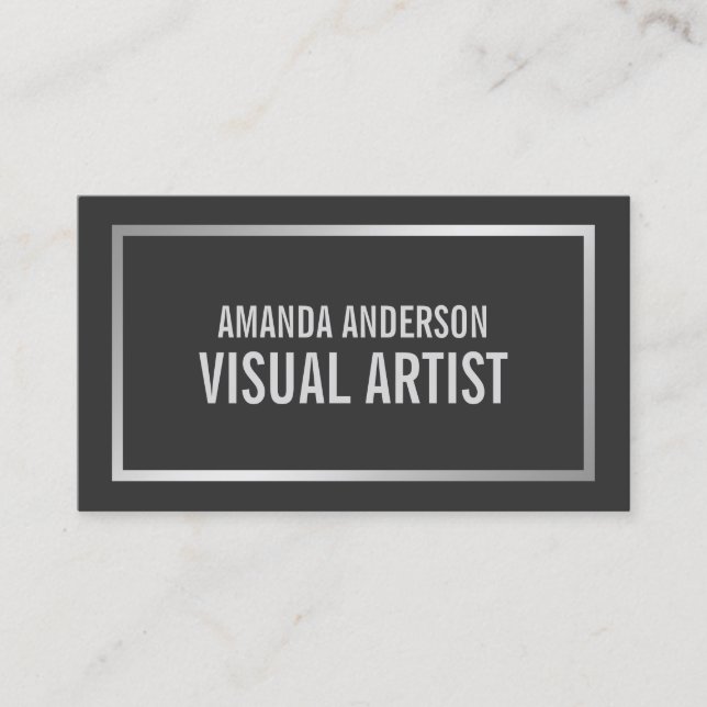 Simple Elegant Minimalist Silver | Business Card (Front)