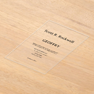 Simple Elegant Minimalist Transparent Acrylic Wedd Invitations