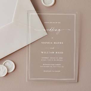 Simple Elegant Minimalist Transparent Wedding Acrylic Invitations