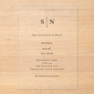 Simple Elegant Minimalist wedding  Acrylic Invitations