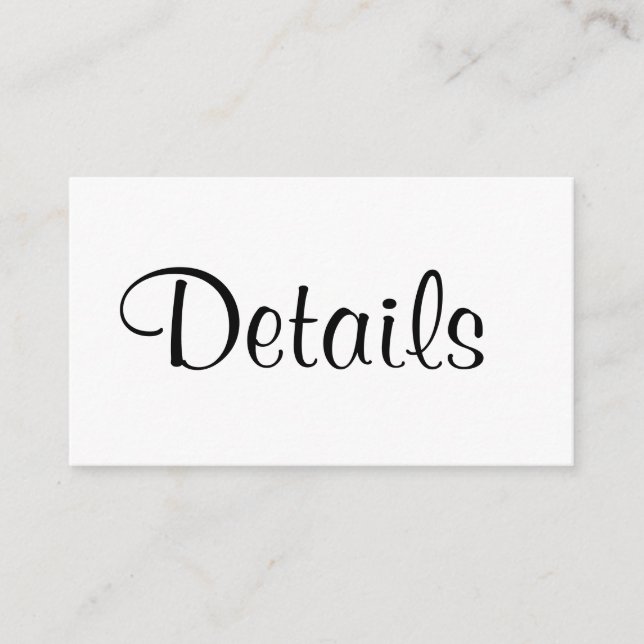 Simple Elegant Minimalist Wedding Details Enclosure Card (Front)