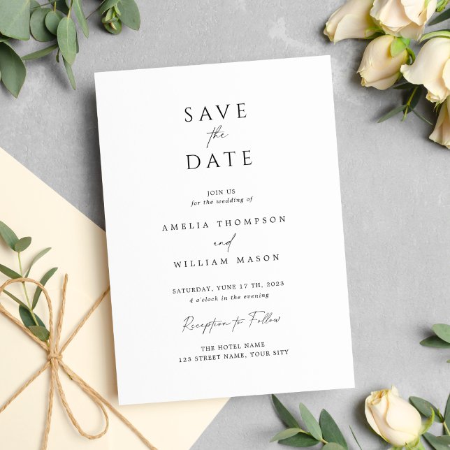 Simple Elegant minimalist wedding Save the date In Invitation (Creator Uploaded)