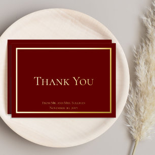 Simple Elegant Minimalist Wedding Thank You Foil Holiday Card