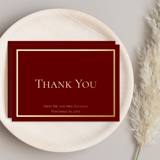 Simple Elegant Minimalist Wedding Thank You Foil Holiday Card (Creator Uploaded)