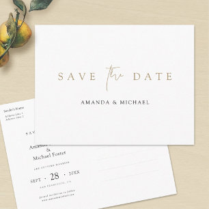 Simple Elegant Mixed Font Gold Announcement Postcard