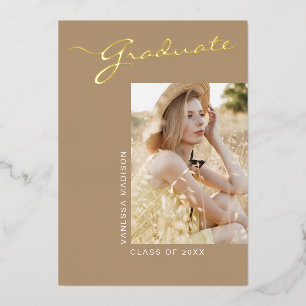Simple Elegant Modern 1 Photo Foil Grad Card