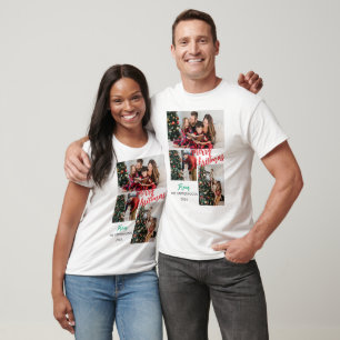  Simple Elegant modern 3 photo Christmas Family T-Shirt