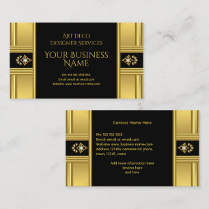 Simple Elegant Modern Art Deco Gold Black Business Card