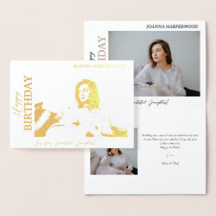 Simple Elegant Modern Birthday Stylish Photo Foil Card