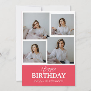 Simple Elegant Modern Birthday Stylish Photo Holiday Card