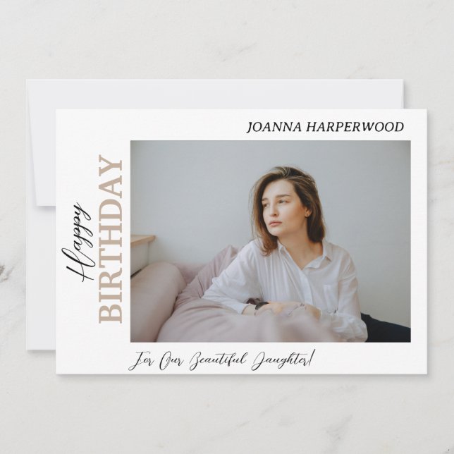 Simple Elegant Modern Birthday Stylish Photo Holiday Card (Front)