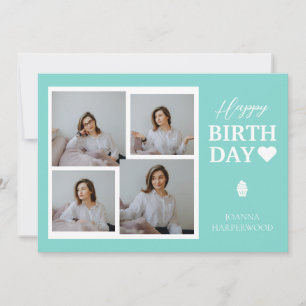 Simple Elegant Modern Birthday Stylish Photo Holiday Card