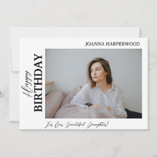 Simple Elegant Modern Birthday Stylish Photo Holiday Card