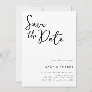 Simple Elegant Modern Black and White Wedding Save The Date