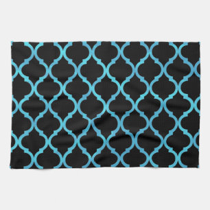 Simple Elegant Modern Blue Moroccan Pattern   Tea Towel
