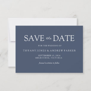 Simple Elegant Modern Blue Wedding Save the date