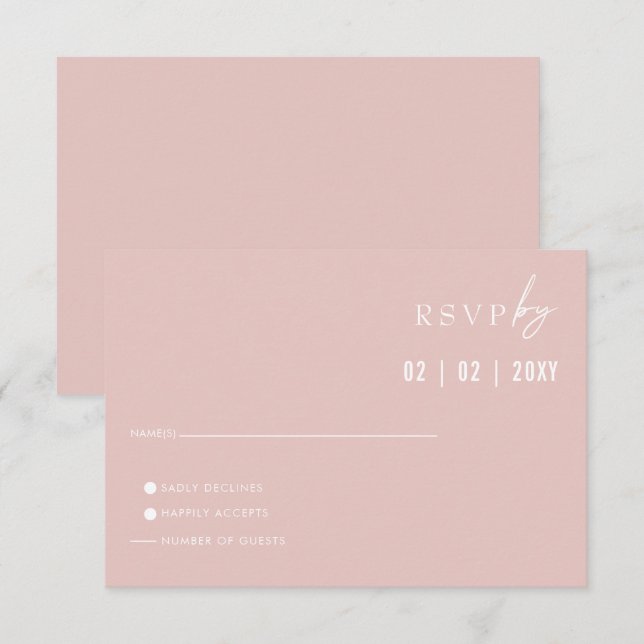 Simple Elegant Modern Blush Wedding  RSVP Card (Front/Back)