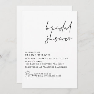Simple Elegant Modern Bridal Shower Invitation