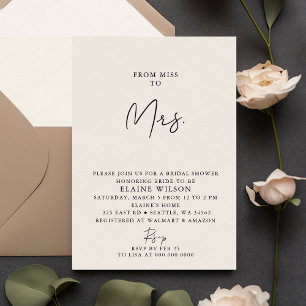 Simple Elegant Modern Bridal Shower Invitation