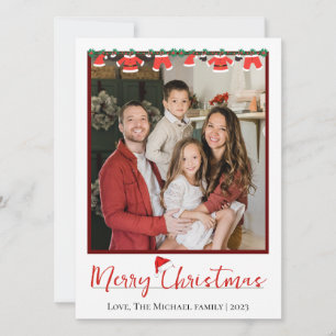 Simple Elegant Modern Christmas family Photo Holid Holiday Card