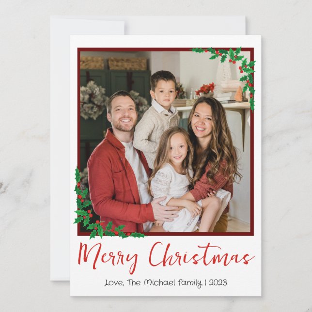 Simple Elegant Modern Christmas family Photo Holiday Card (Front)