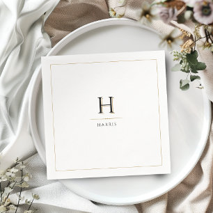 Simple Elegant Modern Classy Luxe Family Monogram Napkin