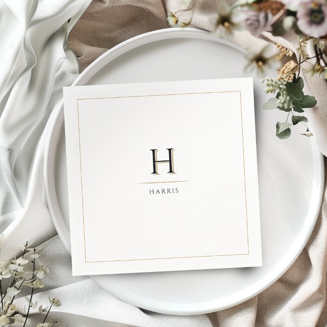Simple Elegant Modern Classy Luxe Family Monogram Napkin (Simple Elegant Modern Classy Luxe Family Monogram Napkins)