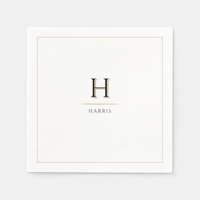 Simple Elegant Modern Classy Luxe Family Monogram Napkin (Front)