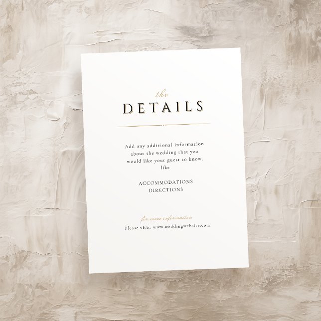 Simple Elegant Modern Classy Luxe Wedding Details Enclosure Card (Simple Elegant Modern Classy Luxe Wedding Details Enclosure Card)