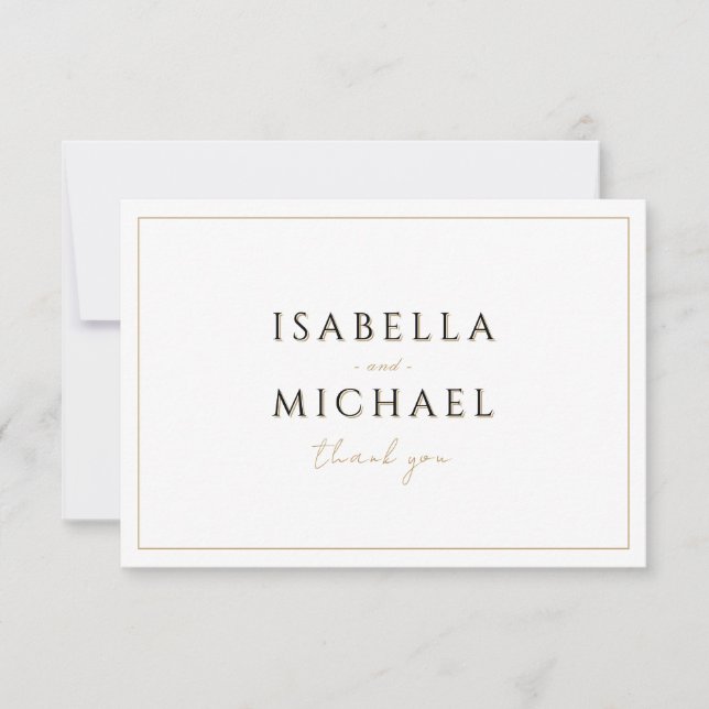 Simple Elegant Modern Classy Wedding Thank You Card (Front)