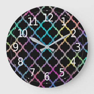 Simple Elegant Modern Colorful Moroccan Pattern   Large Clock