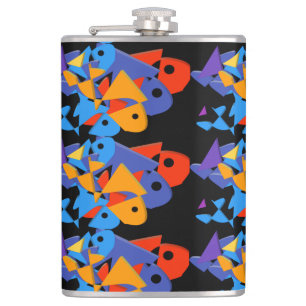 Simple elegant modern Colourful ART OF FISH  Hip Flask