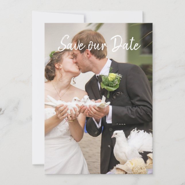 Simple Elegant Modern Couple Photo Save The Date (Front)