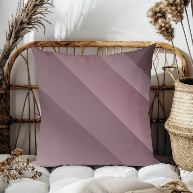 Simple Elegant Modern Diagonal Stripes Dark Mauve Cushion (Creator Uploaded)
