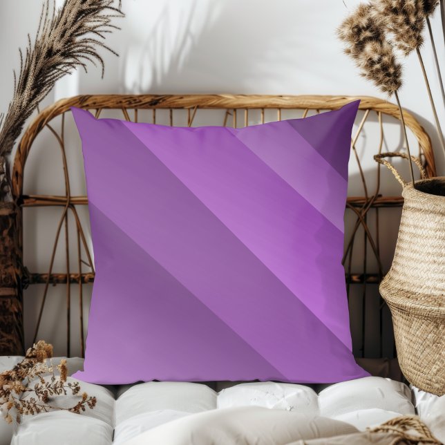 Simple Elegant Modern Diagonal Stripes Purple Cushion (Creator Uploaded)
