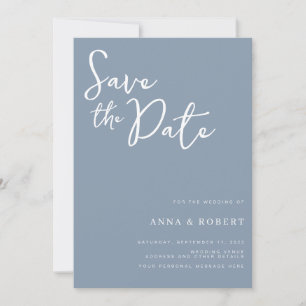 Simple Elegant Modern Dusty Blue Wedding Save The Date