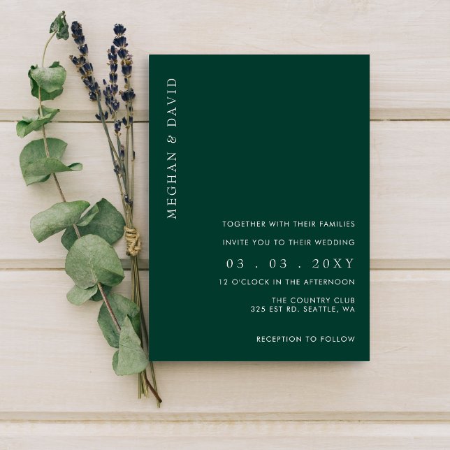 Simple Elegant Modern Emerald Green Wedding Invitation (Creator Uploaded)