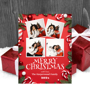 simple elegant Modern Family Christmas Photo Holiday Postcard