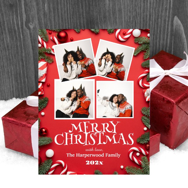 simple elegant Modern Family Christmas Photo Holiday Postcard (Creator Uploaded)