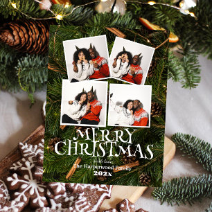 simple elegant Modern Family Christmas Photo Holiday Postcard