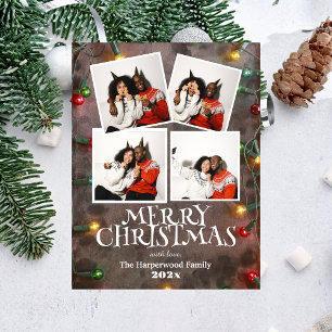simple elegant Modern Family Christmas Photo Holiday Postcard