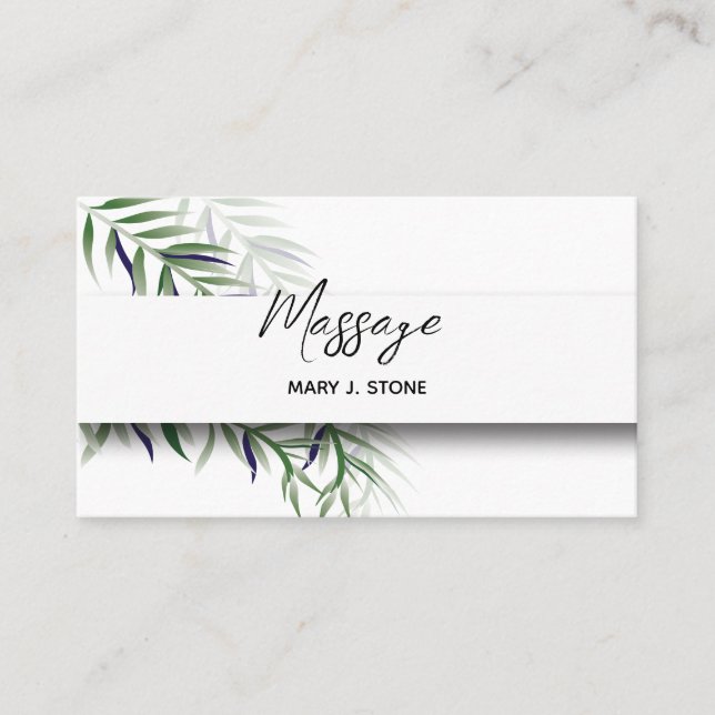 Simple Elegant Modern Fern Leaf Business Card (Front)