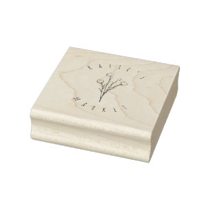Simple Elegant Modern Floral Sticker Rubber Stamp